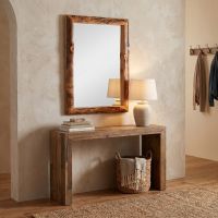 Rustic Mirror: Some lifestyle images are created with AI for visualization purposes. Crafted from natural solid wood, each piece is unique and will vary.