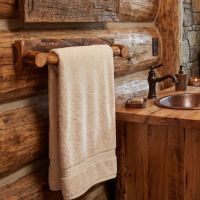 Log Towel Bar: Some lifestyle images are created with AI for visualization purposes. Crafted from natural solid wood, each piece is unique and will vary.