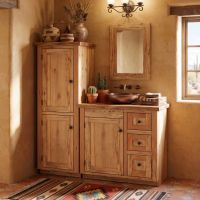 Bathroom Linen Closet: Some lifestyle images are created with AI for visualization purposes. Crafted from natural solid wood, each piece is unique and will vary.