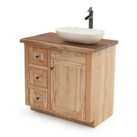 CUSTOM - Maple Meadows Rustic Bathroom Vanity - Live Edge Natural Black Walnut Top- 36" Sink Center w/ Custom Drawers (Standard 36" & 42" Sink Center vanities come w/ no working drawers)