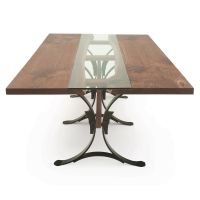 Mather Point Modern Dining Table - Flat Edge Black Walnut Table Top - Natural Clear Finish