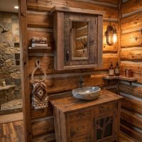 Rustic Medicine Cabinet: Some lifestyle images are created with AI for visualization purposes. Crafted from natural solid wood, each piece is unique and will vary.