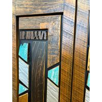 Rustic Mosaic Barnwood Toilet Topper-Door Detail