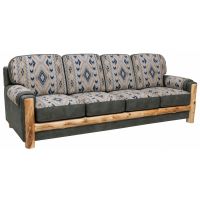 Beartooth Aspen Mountain Comfort Upholstered Four Seat Sofa - Natural Log - Thunderhawk River Main Upholstery & Montana Smoke Accent Upholstery