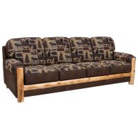 Beartooth Aspen Mountain Comfort Upholstered Four Seat Sofa - Natural Log - Fairbanks Green Main Upholstery & Dakota Brandy Accent Upholstery