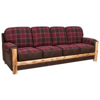 Beartooth Aspen Mountain Comfort Upholstered Four Seat Sofa - Natural Log - Whitehall Currant Main Upholstery & Dakota Brandy Accent Upholstery