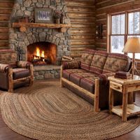 Aspen Log Sofa: Some lifestyle images are created with AI for visualization purposes. Crafted from natural solid wood, each piece is unique and will vary.