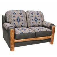 Beartooth Aspen Mountain Comfort Upholstered Loveseat - Natural Log - Montana Smoke Accent Fabric & Thunderhawk River Main Fabric