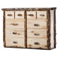 Beaver Creek Aspen 10 Drawer Log Dresser--Flat drawer fronts, Clear finish, Dark aspen, Standard logs