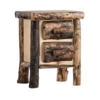 Beaver Creek Aspen 2 Drawer Log Nightstand--Half log drawers, Clear finish, Dark aspen, Standard logs