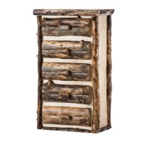 Beaver Creek Aspen 5 Drawer Log Chest--Half log drawers, Clear finish, Dark aspen, Standard logs