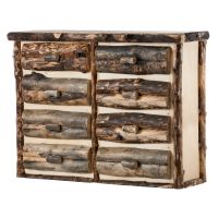 Beaver Creek Aspen 8 Drawer Log Dresser--Half log drawers, Clear finish, Dark aspen, Standard logs