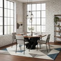 Modern Contemporary Glass Top Dining Table: Some lifestyle images are created with AI for visualization purposes. Crafted from natural solid wood, each piece is unique and will vary.