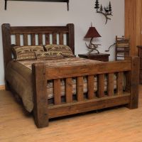 Old Sawmill Timber Frame Bed--Queen, Matching spindle footboard