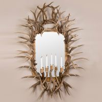 Rounded Mule Deer Antler Candelabra Mirror