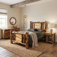 Rustic Aspen Bed: Some lifestyle images are created with AI for visualization purposes. Crafted from natural solid wood, each piece is unique and will vary.