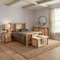 Rustic Aspen Bed: Some lifestyle images are created with AI for visualization purposes. Crafted from natural solid wood, each piece is unique and will vary.