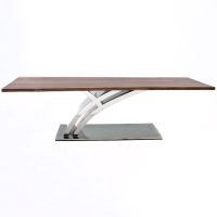 Modern Cantilever Natural Wood Table - Live Edge Black Walnut Tabletop - Natural Clear Finish