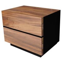 Modern Chic 2 Drawer Wood Nightstand - Golden Walnut - Ebony Mahogany Accent