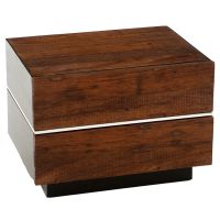 Modern Chic 2 Drawer Wood Nightstand - Reclaimed Wood - Silver Steel Accent