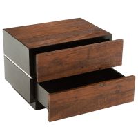 Modern Chic 2 Drawer Wood Nightstand - Reclaimed Wood - Silver Steel Accent