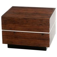 Modern Chic 2 Drawer Wood Nightstand - Reclaimed Wood - Silver Steel Accent