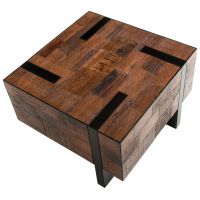 Modern Chic Natural Wood End Table shown in Natural Reclaimed Wood & Ebony Mahogany