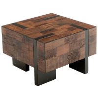 Modern Chic Natural Wood End Table shown in Natural Reclaimed Wood & Ebony Mahogany