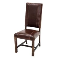 Modern Classic Upholstered Dining Chair - Burnt Umber Cypress Leather