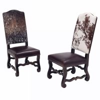 Modern Classic Upholstered Cowhide Scroll Dining Chair