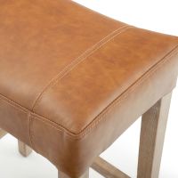 Modern Classic Upholstered Saddle Seat Stool - Saddle Brown Leather