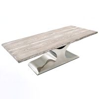 CUSTOM FINISH - Modern Double Wave Dining Table - Live Edge Blasted Oak Table Top - CUSTOM Urban Graphite Table Top Finish