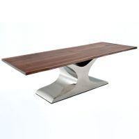 Modern Double Wave Dining Table - Live Edge Black Walnut Table Top - Natural Clear Table Top Finish