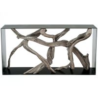 Modern Driftwood Console Table - Silver Graphite Juniper Log Finish