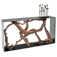 Modern Driftwood Console Table - Rustic Barnwood Juniper Log Finish
