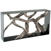 Modern Driftwood Console Table - Silver Graphite Juniper Log Finish