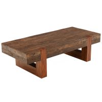 Modern Elegant Coffee Table - Reclaimed Wood Top & Natural Golden Walnut Base