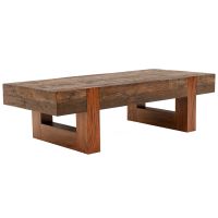 Modern Elegant Coffee Table - Reclaimed Wood Top & Natural Golden Walnut Base