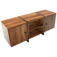 Modern Golden Walnut Entertainment Center