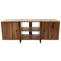 Modern Golden Walnut Entertainment Center