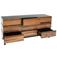 Modern Golden Walnut 9 Drawer Sideboard