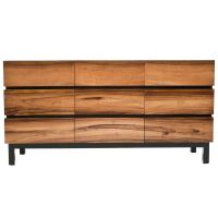 Modern Golden Walnut 9 Drawer Sideboard