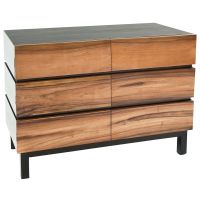 Modern Golden Walnut 6 Drawer Vertical Sideboard