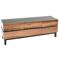 Modern Golden Walnut 6 Drawer Horizontal Sideboard