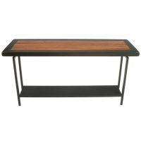 Modern Industrial Golden Walnut Sofa Table