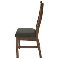 Modern Reclaimed Wood Dining Chair - Dark Finish - Parisian Night Black Leather
