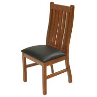Modern Reclaimed Wood Dining Chair - Light Finish - Parisian Night Black Leather