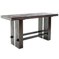 Modern Reclamation Bar Table shown in Burnt Brick Reclaimed Wood with Silver Steel Accents