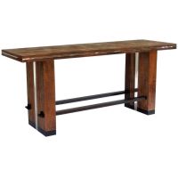 Modern Reclamation Bar Table shown in Natural Reclaimed Wood with Silver Steel Accents