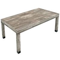 Modern Rustic Banded Farm Table shown in Vintage Gray Reclaimed Wood with Silver Steel Banded Accent